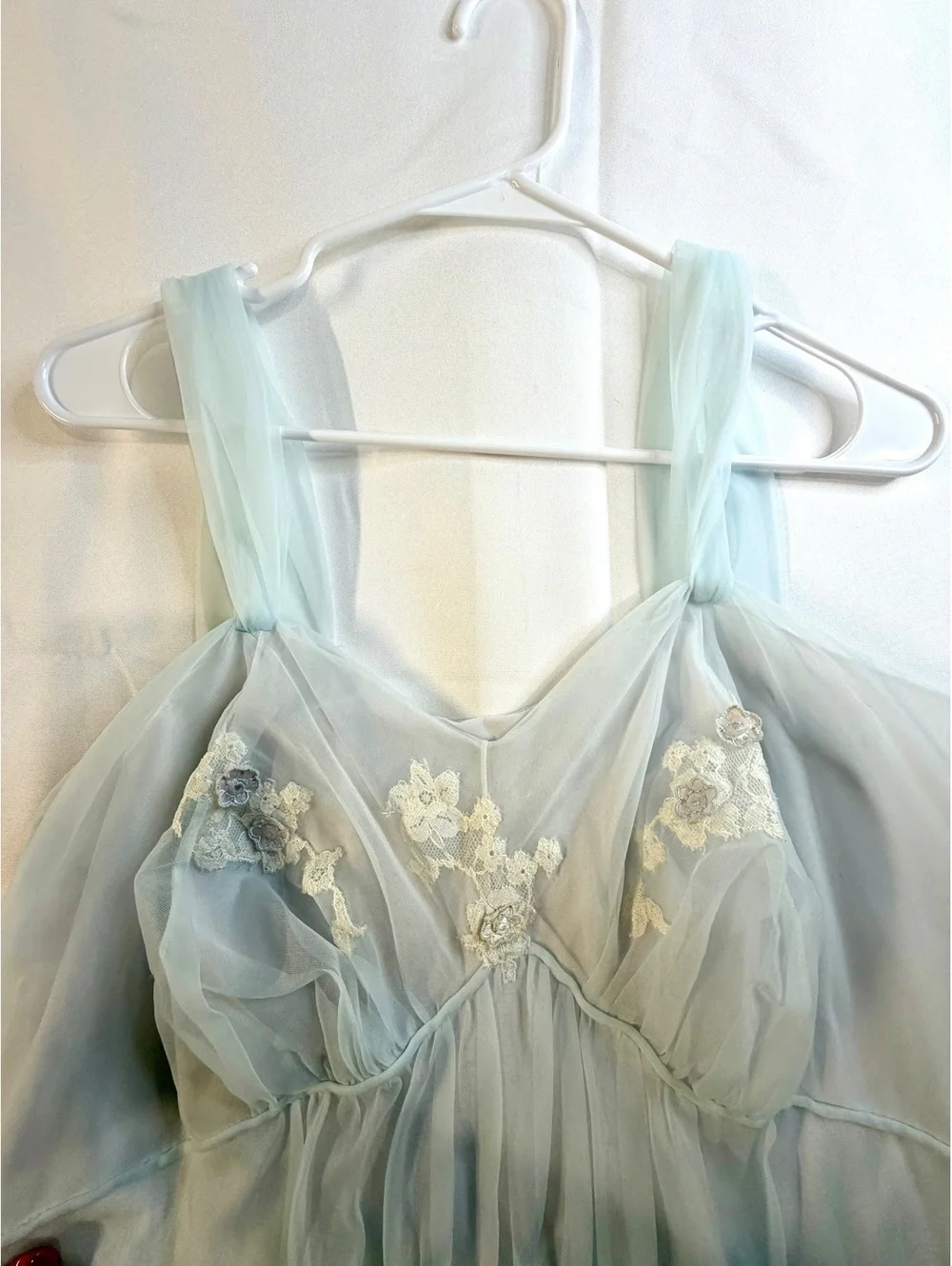 Light blue sheer embroidered nightgown